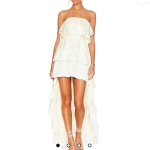 WeWoreWhat Satin Tiered Ruffle Dress